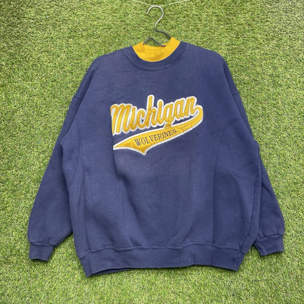 Michigan Wolverines Sweatshirt Mens XL Blue Dodger NCAA Football Sports Pullover